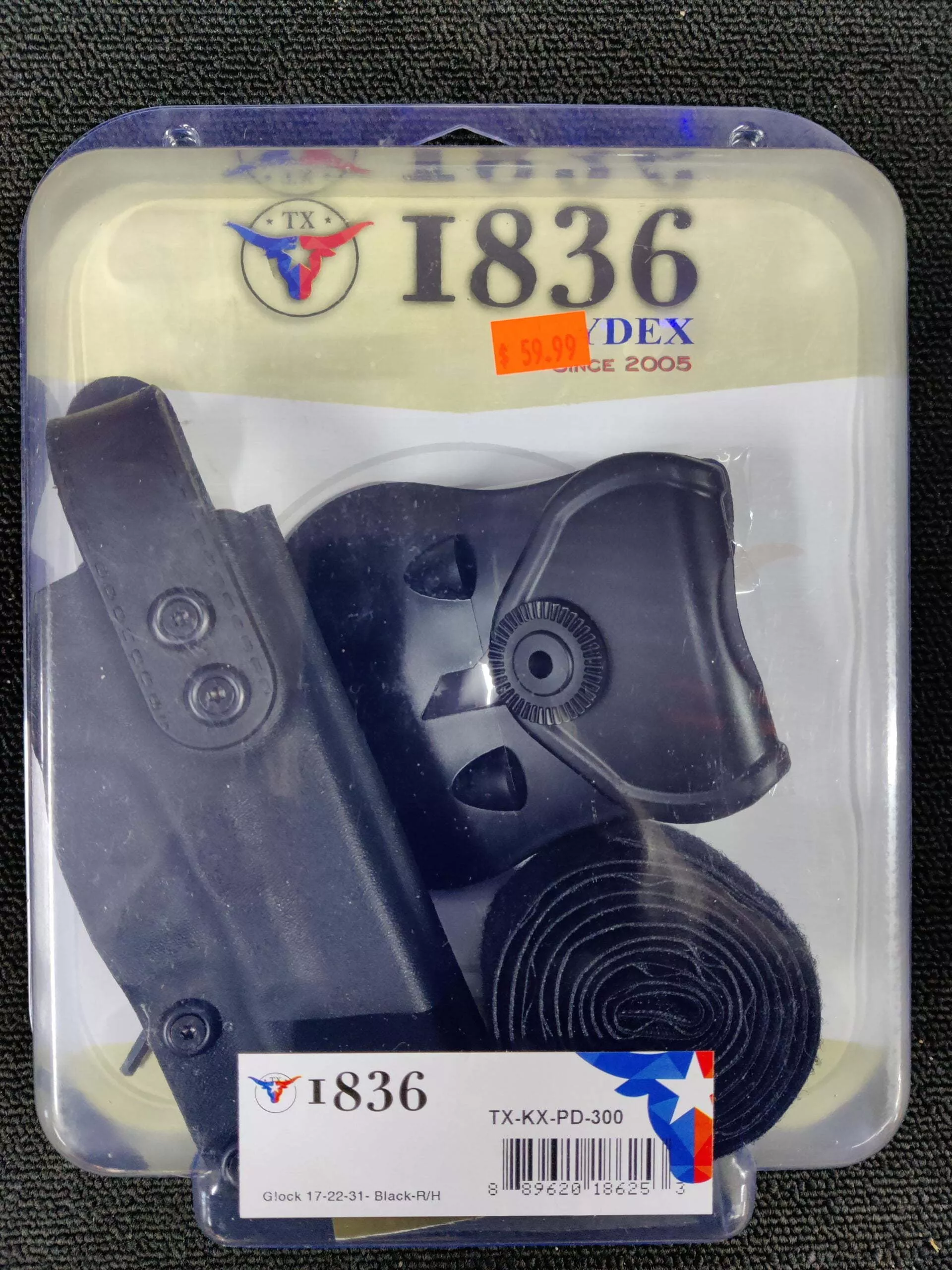 1836 Tagua Kydex OWB Holster w/Belt Black RH for Glock 17/22