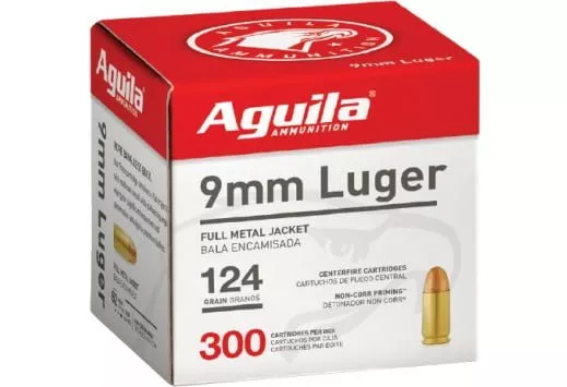 Aguila Ammo 9MM Luger 124gr. FMJ 300 Pack