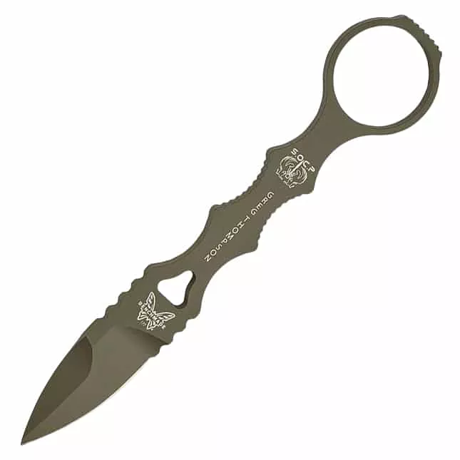 Benchmade Mini SOCP Dagger 2.22″ Spear Point Blade, Injection Molded Sheath – OD Green