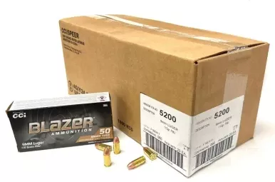CCI Blazer Brass Handgun 9mm Luger 115gr Full Metal Jacket 1000 Round Case