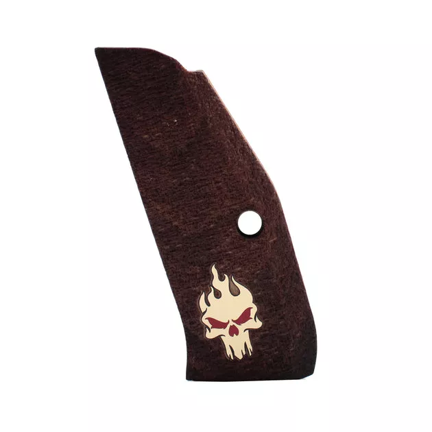 Compatible with CZ Shadow 2 Grips, Wood Gold Metal Grips