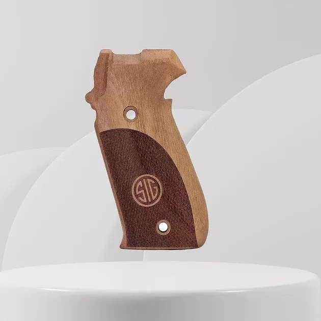 Compatible with Sig Sauer P220 Safety Button on Top Wood Grip (USA-Made)
