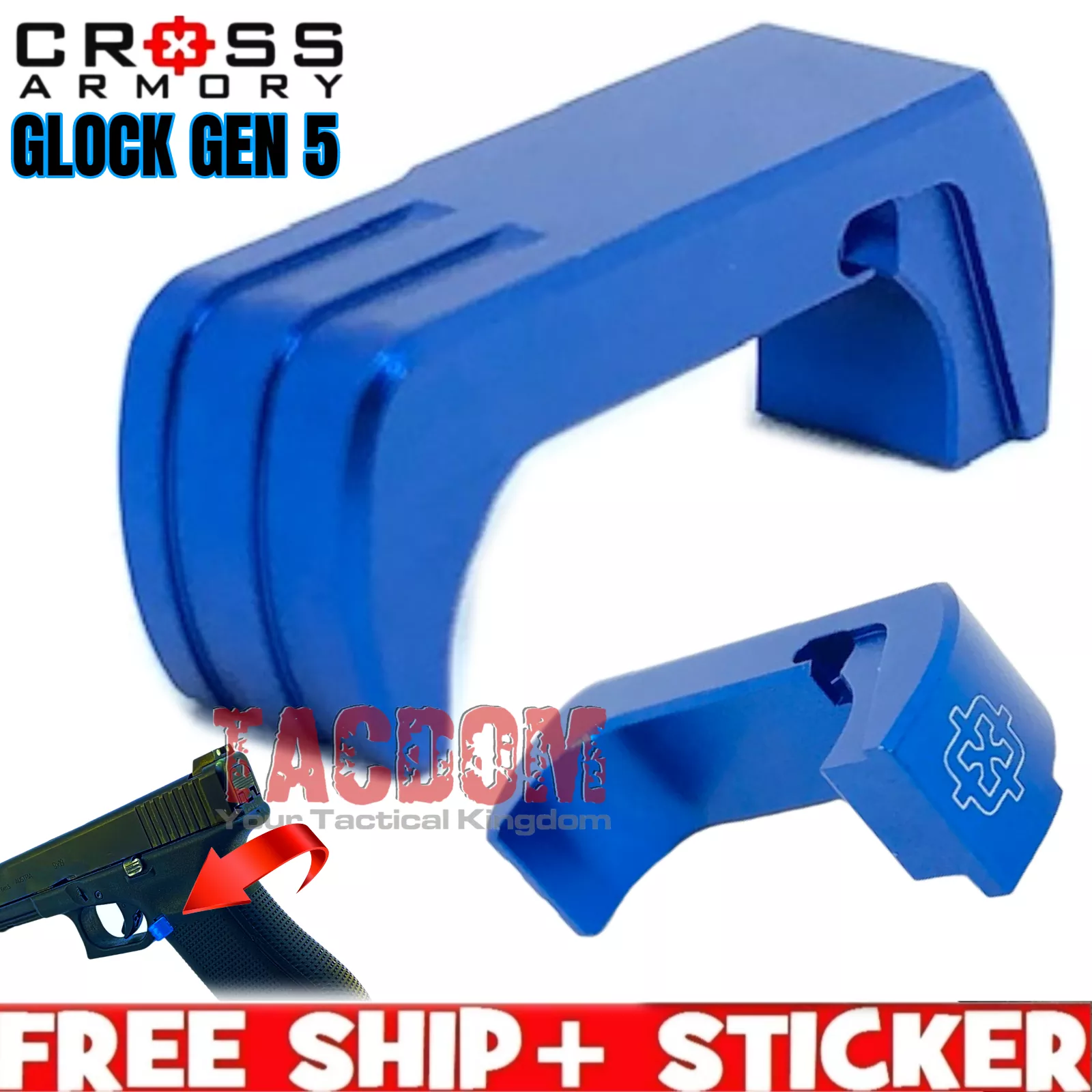 Cross Armory for GLOCK Gen 4 – 5 Extended magazine release Blue 17 19 22 23 26 27 31 32 33 34 35 37 38 39
