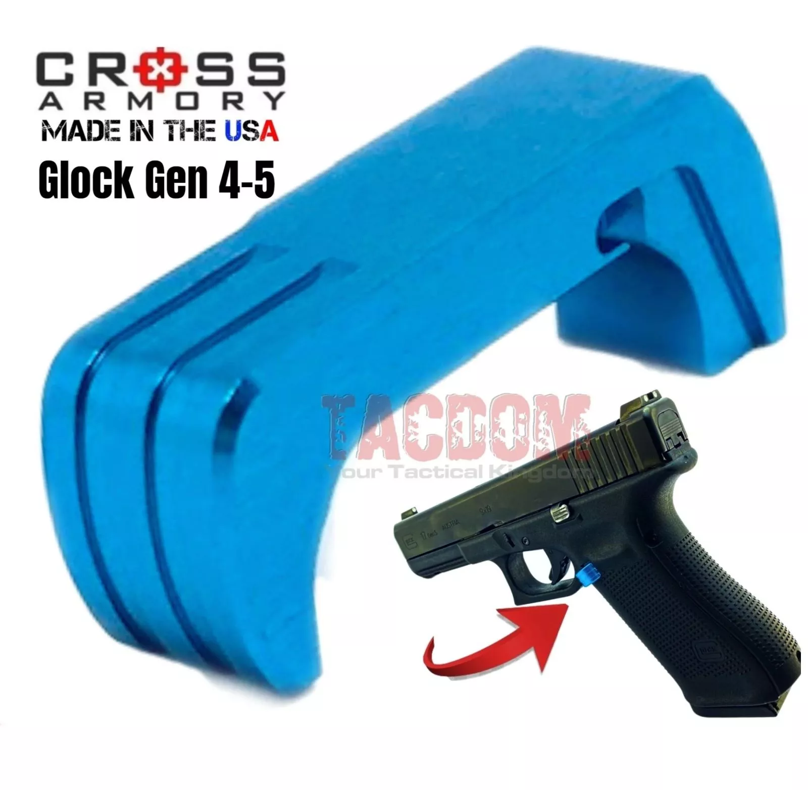 Cross Armory for GLOCK Gen 4 – 5 Extended magazine release Light Blue 17 19 22 23 26 27 31 32 33 34 35 37 38 39