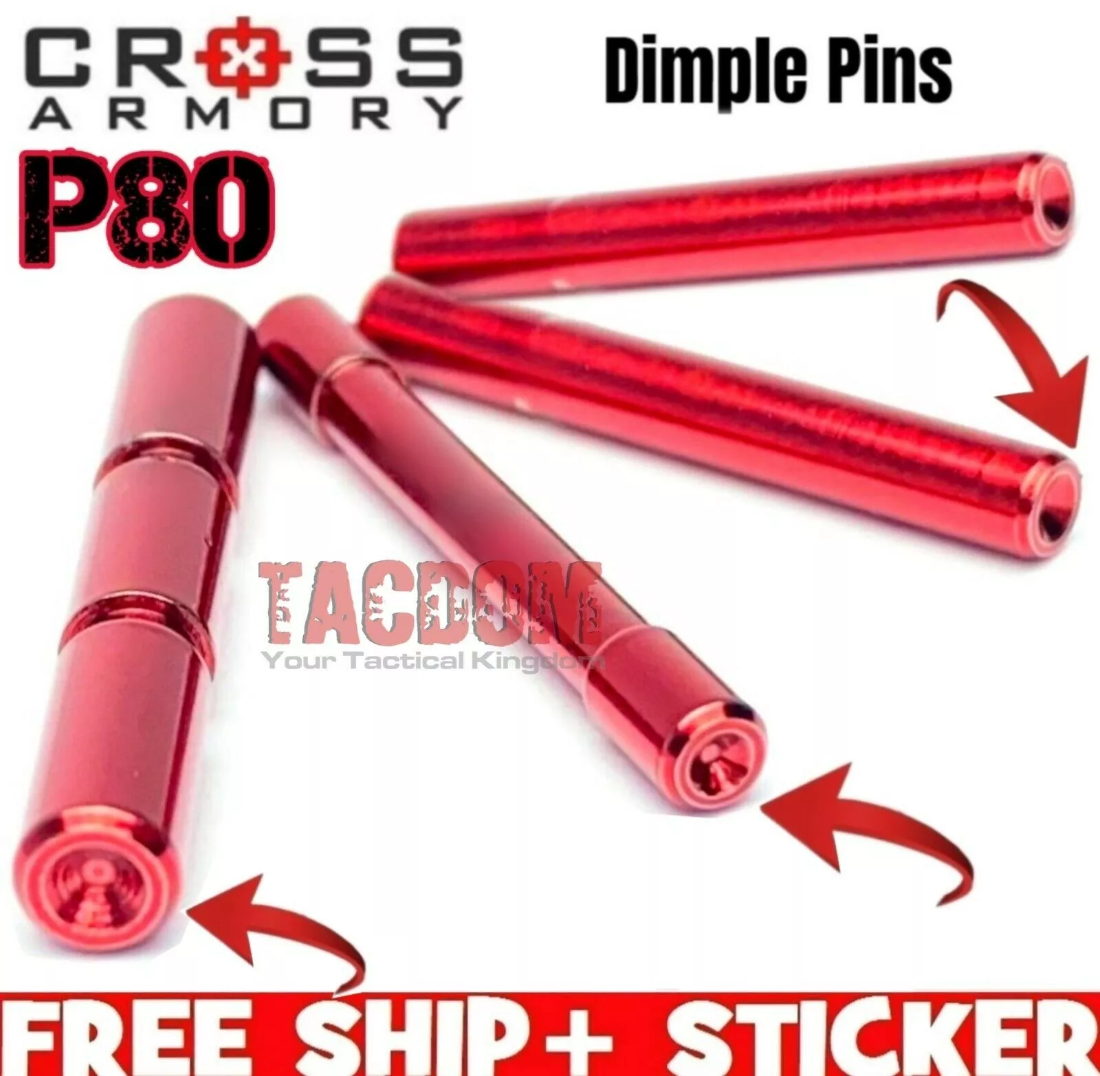 Cross Armory for Polymer80 V2 & C Models that use the 4 Pin set E-Coat Red DIMPLE for easy install P80 Poly80