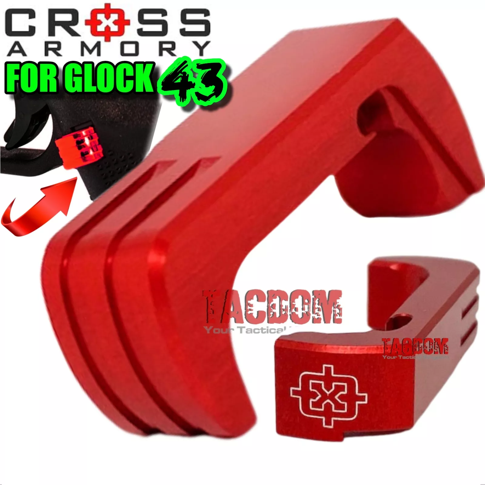 Cross Armory RED for GLOCK 43 ONLY Extended Magazine Catch Release