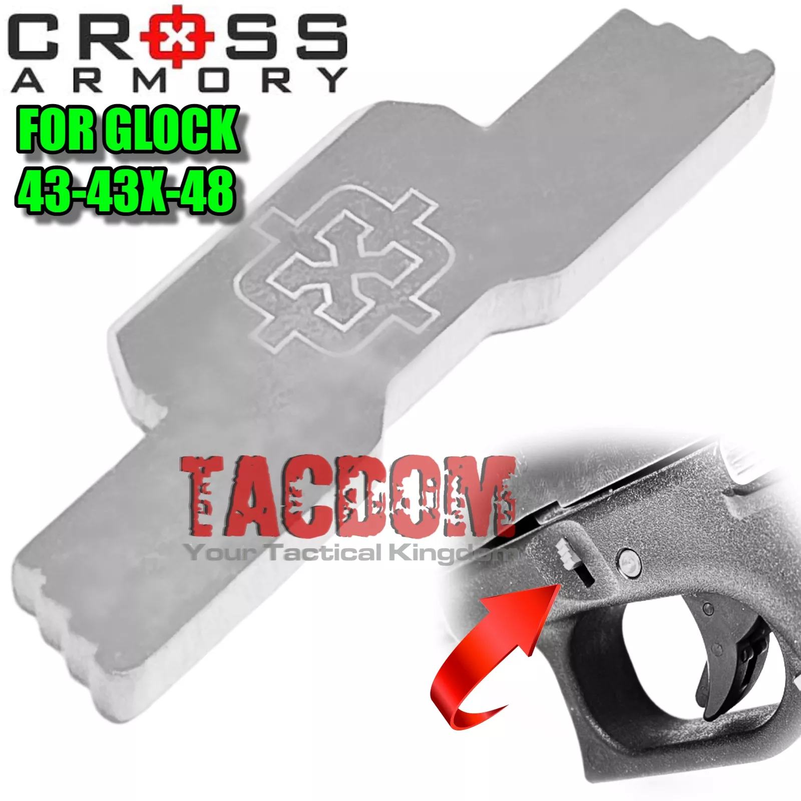 Cross Armory SILVER UPGRADE Performance for GLOCK 43 43X 48 Extended Slide Lock “Take Down Lever”
