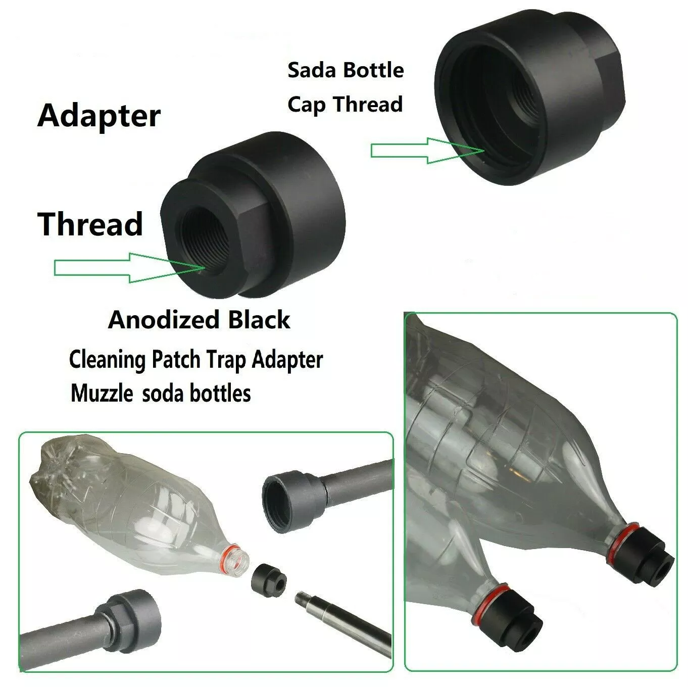 DB TAC 14x1 LH Thread Cleaning Patch Trap Adapter Muzzle Soda Pop Bottles For 7.62x39mm - DB TAC