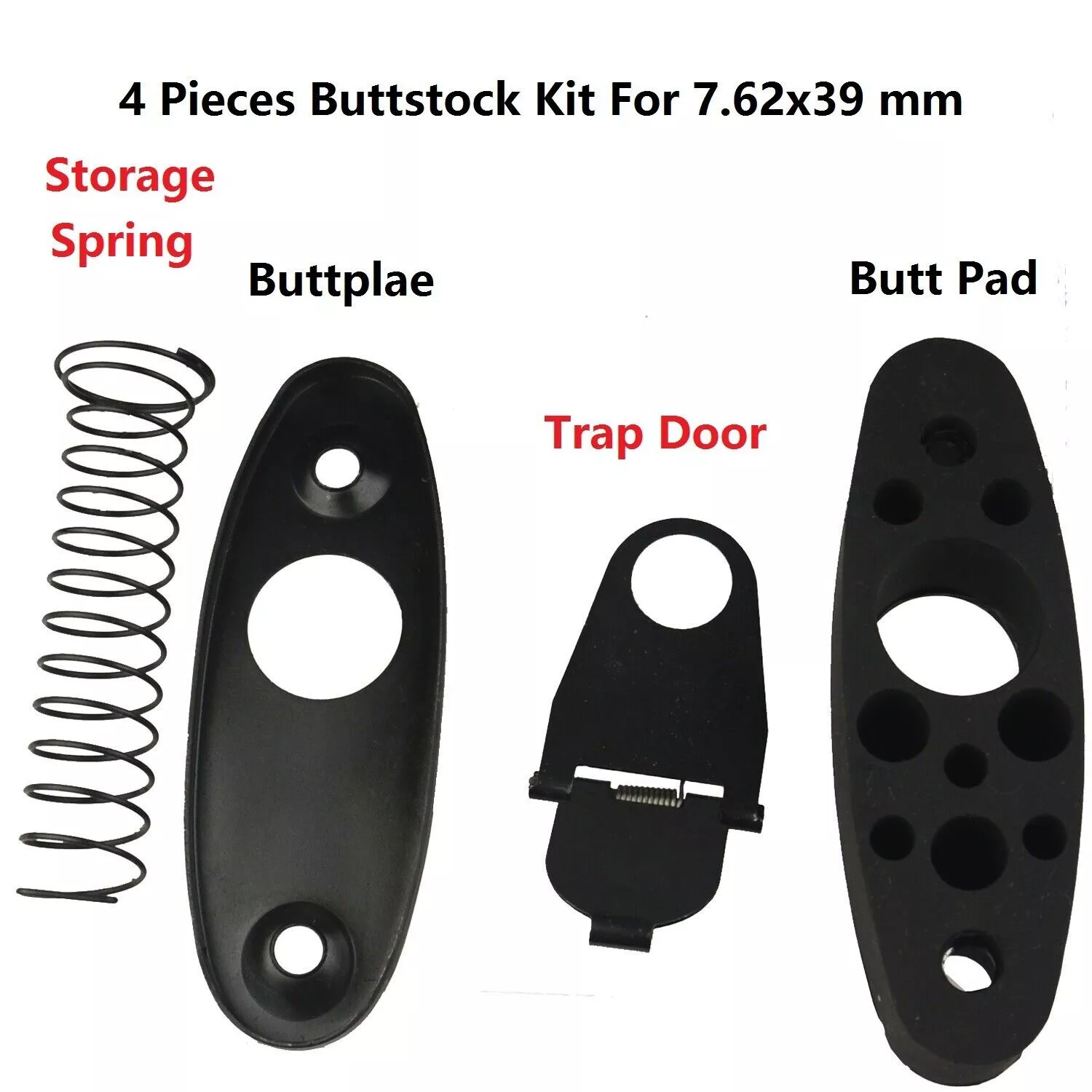 DB TAC 4PC Kit of Buttplate,Trap Door, Storage Spring & Butt Pad For 7.62x39mm Wood Stock - DB TAC