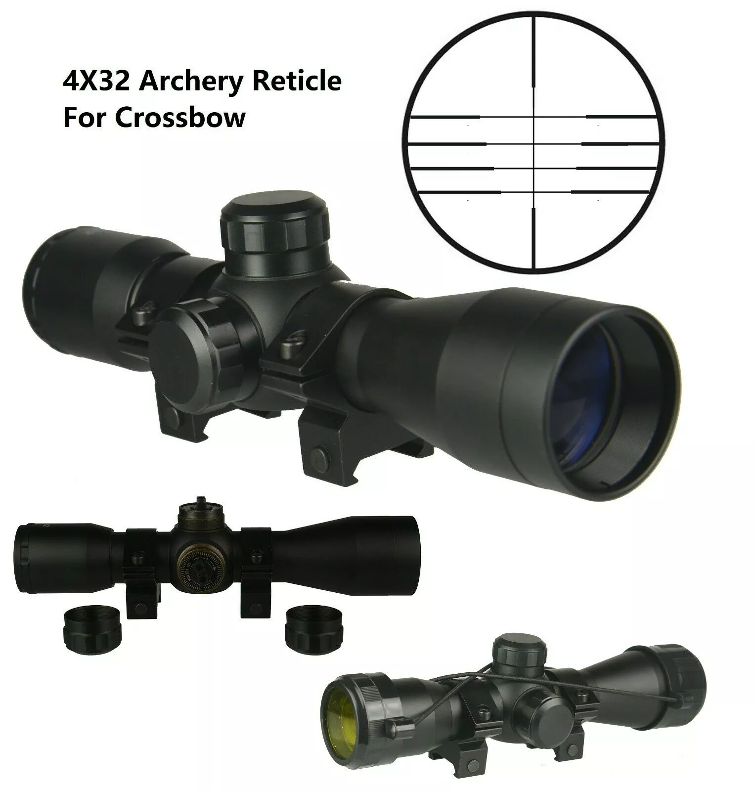 DB TAC 4X32 Compact Archery Crossbow Multi Range Reticle Scope Come With Ring - DB TAC