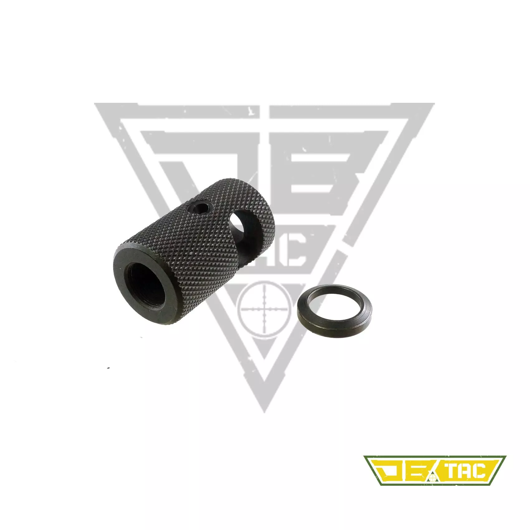 DB TAC Steel 1/2x36 TPI Thread For 9mm Featureless Short Compact Muzzle Brake Knurled - DB TAC