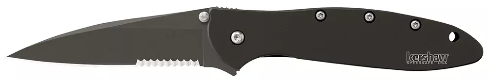 Kershaw Leek 1660CKTST – 3″ Black DLC Part Serrated Knife