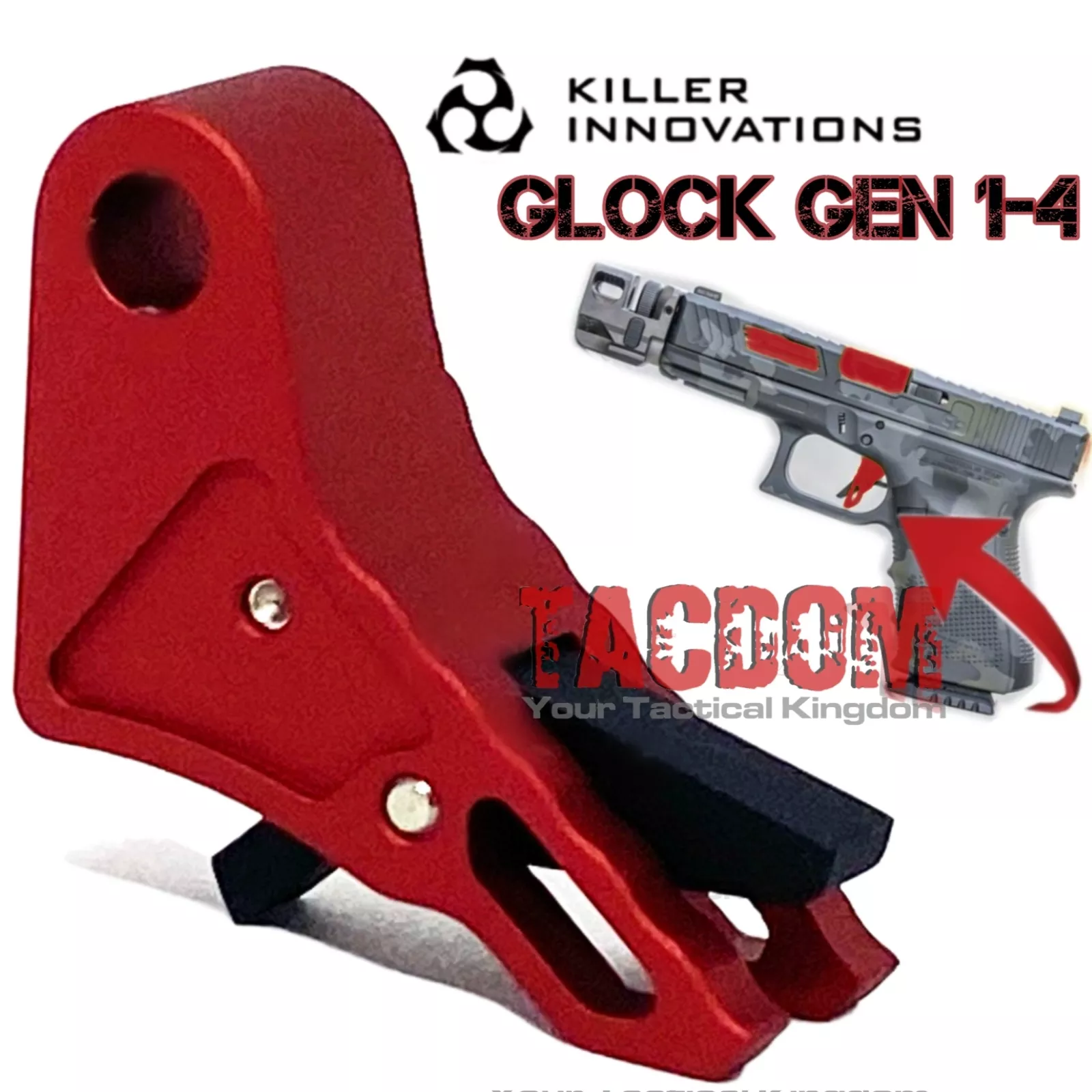 Killer Innovations Velocity Trigger for Glock Gen 1 2 3 4 Red Black Safety