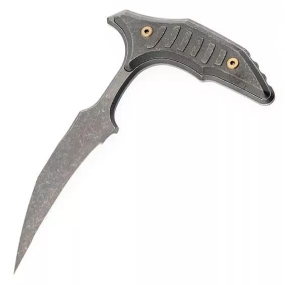 Microtech/Bastinelli Bee Push Dagger 2.5″ Titanium Apocalyptic Full Serrated – Scales / Bronze
