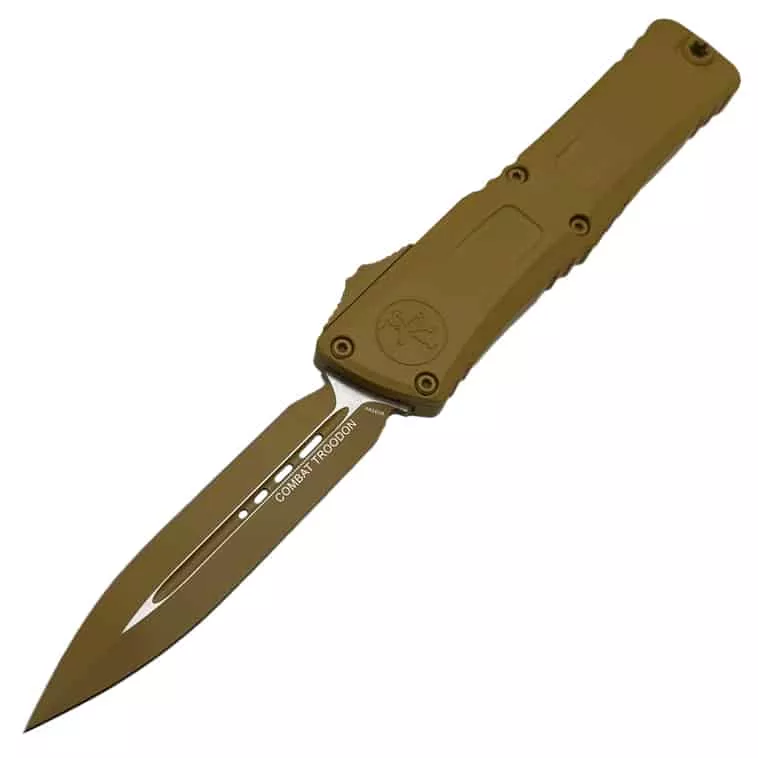 Microtech Combat Troodon Gen III Auto OTF 3.75″ Cerakote Plain Double Edge Dagger – RAL 8000
