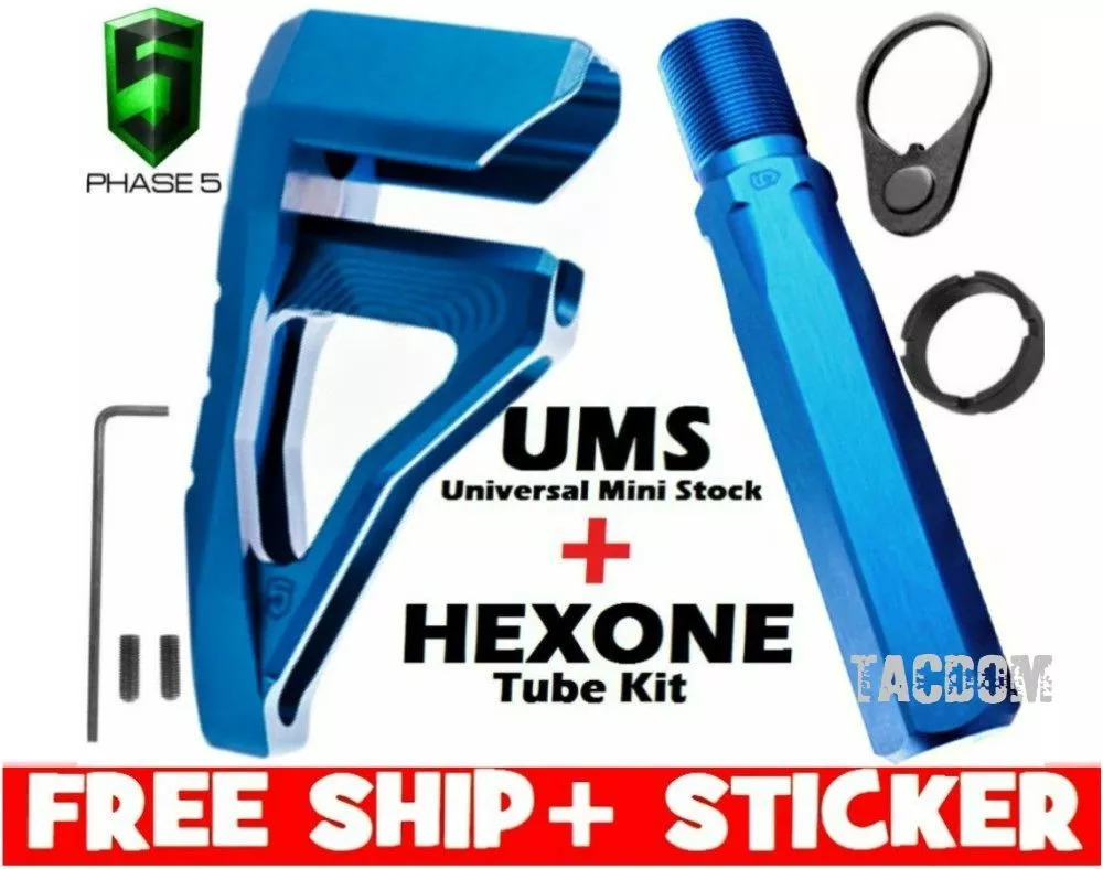 PHASE 5 BLUE UMS & HEX 1 CARBINE Mini Stock Assembly for MILSPEC Frames