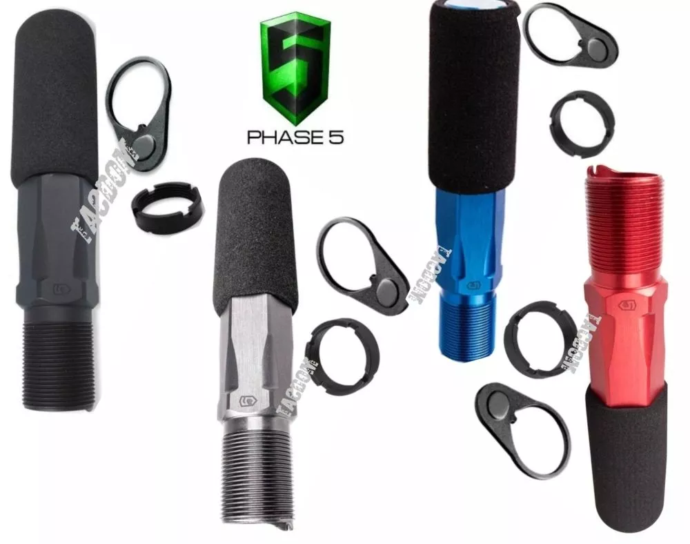 PHASE 5 HEX-2 Billet Carbine Pistol Buffer Tube in Black Red Blue and Silver Grey