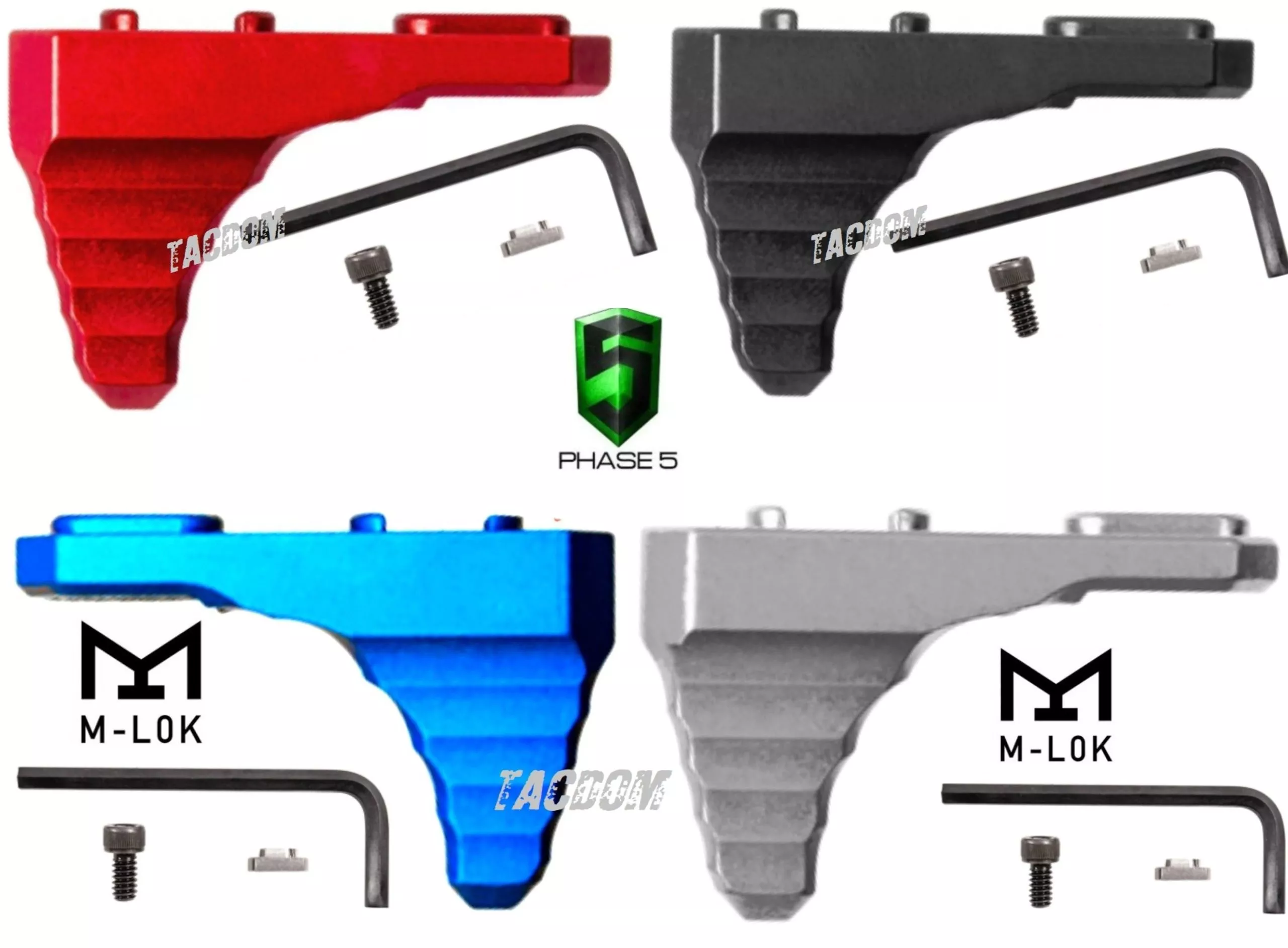 PHASE 5 MICRO MLOK Hand Stop in Black Red Blue and Silver Grey