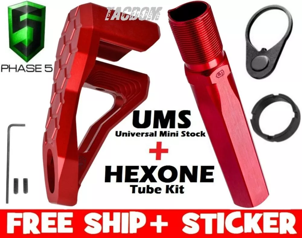 PHASE 5 RED UMS & HEX 1 CARBINE Mini Stock Assembly for MILSPEC Frames