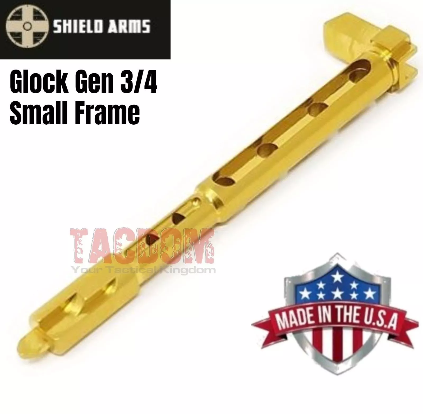 Shield Arms Glock Small Frame Skeletonized Gen 3 / 4 Striker 7-4 stainless steel TiN Gold with Extended Tip