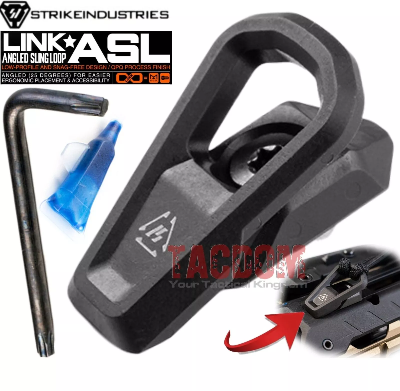 Strike Industries Link Angled SLING LOOP – Ring Style – Works great with Strike Industries Original Silent Sling