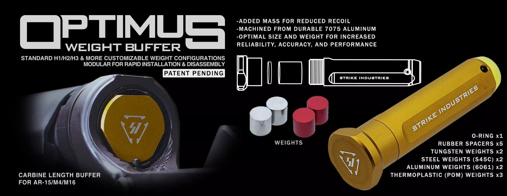 Strike Industries Optimus Modular Weight Buffer Weight System for AR