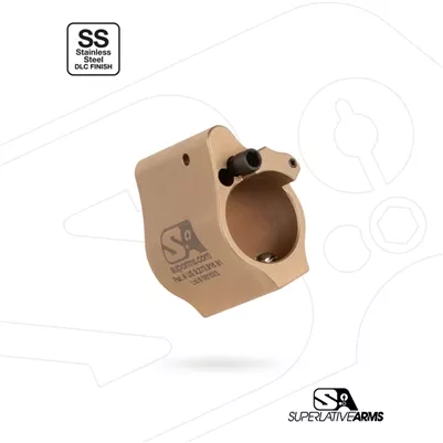 SUPERLATIVE ARMS ADJUSTABLE GAS BLOCK FOR AR15/AR10 PLATFORM .625" SOLID SS SET SCREW TAN DLC