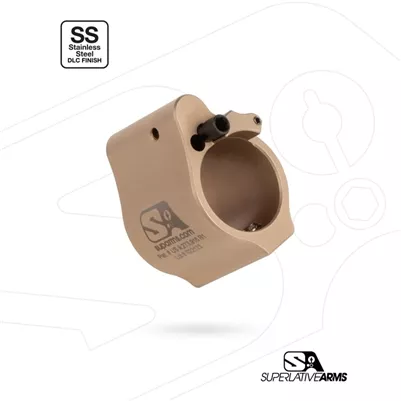 SUPERLATIVE ARMS ADJUSTABLE GAS BLOCK FOR AR15/AR10 PLATFORM .750" SOLID SS SET SCREW TAN DLC