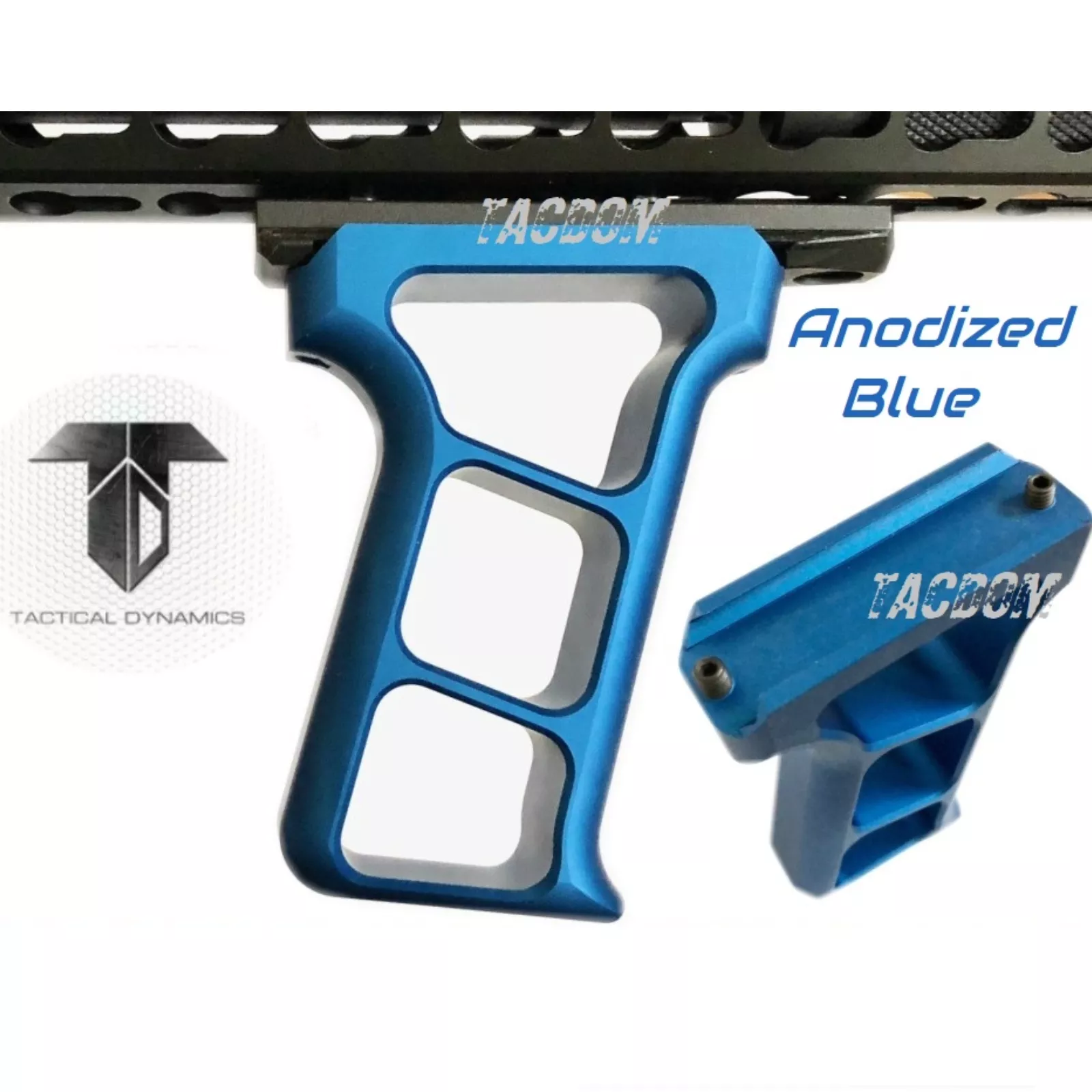 TACTICAL DYMNAMICS Forward Picatinny Aluminum Skeletonized Grip– BLUE