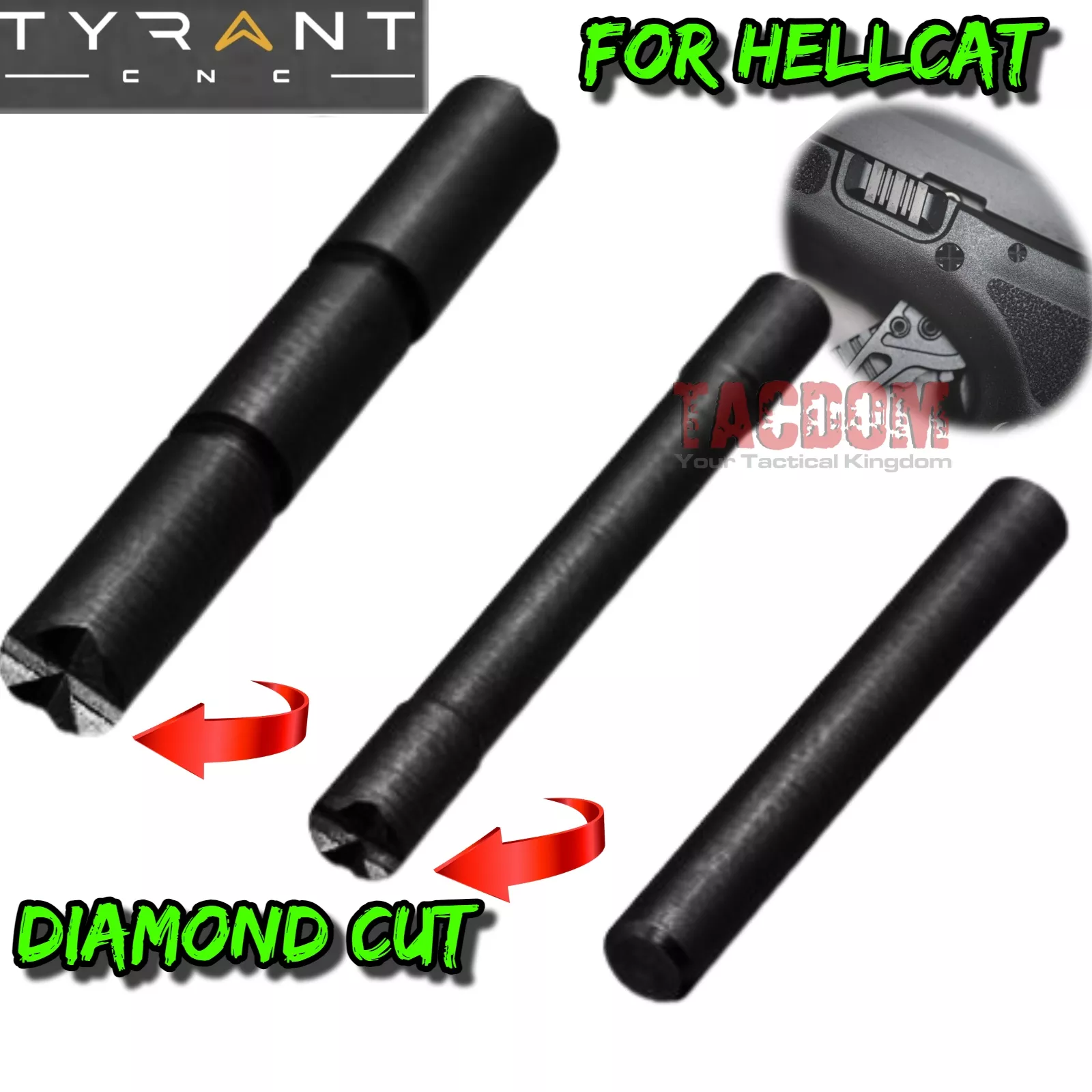 Tyrant Designs BLACK Enhanced DIAMOND CUT PIN for Springfield Hellcat & Pro