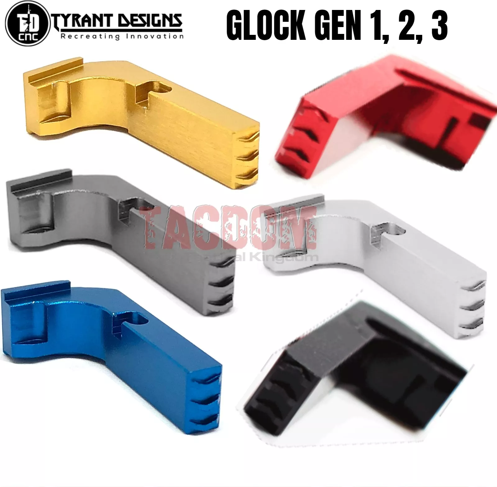 Tyrant Designs Extended Magazine Billet Aluminum Release for Glock GEN 1 2 3 Mag Black Red Gold Grey Blue Machined Aluminum
