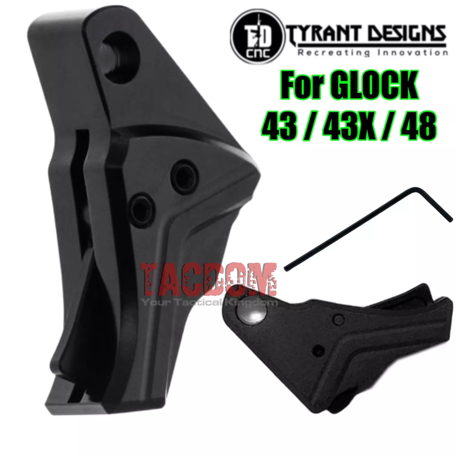 TYRANT DESIGNS I.T.T.S BLACK BLACK TRIGGER for Glock 43 43X 48 “STEALTH”