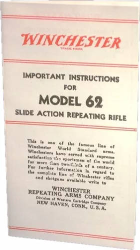 Winchester Model 62 Important Instructions